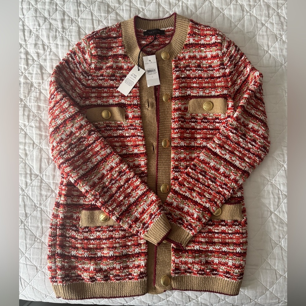 NWT Ann Taylor Tweed Stitch Cardigan, Size Small